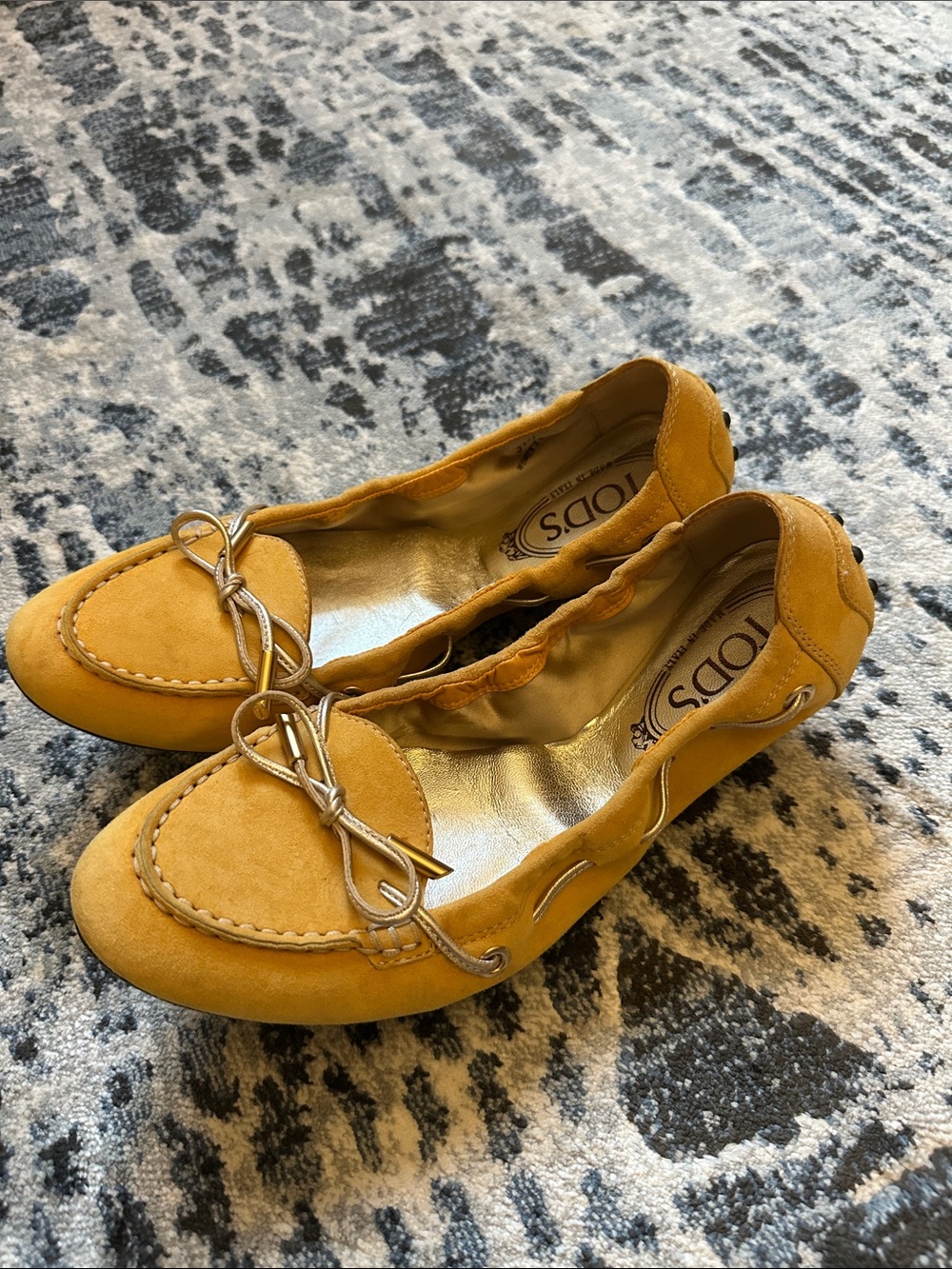 Tod's Mustard Suede Bow-Trim Women's Loafers